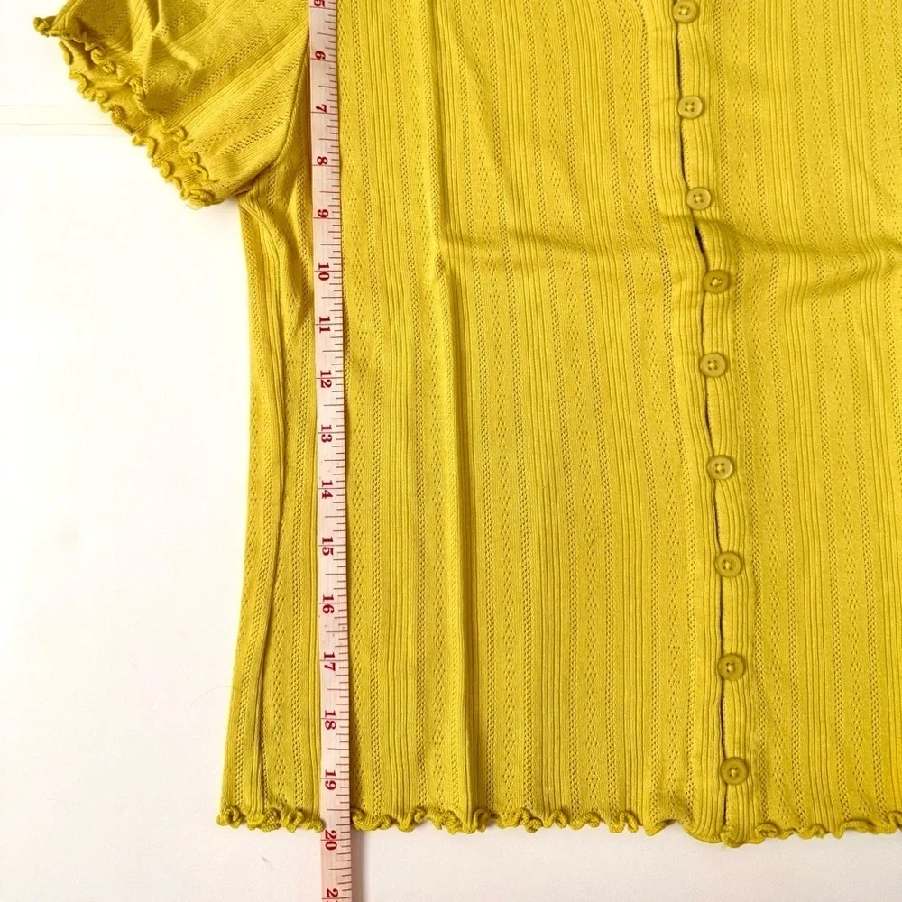 J.Crew Pointelle Cotton Knit Short Sleeve Cardigan Yellow Small